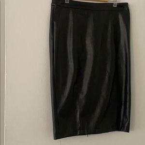 Leather skirt with gold zipper on back